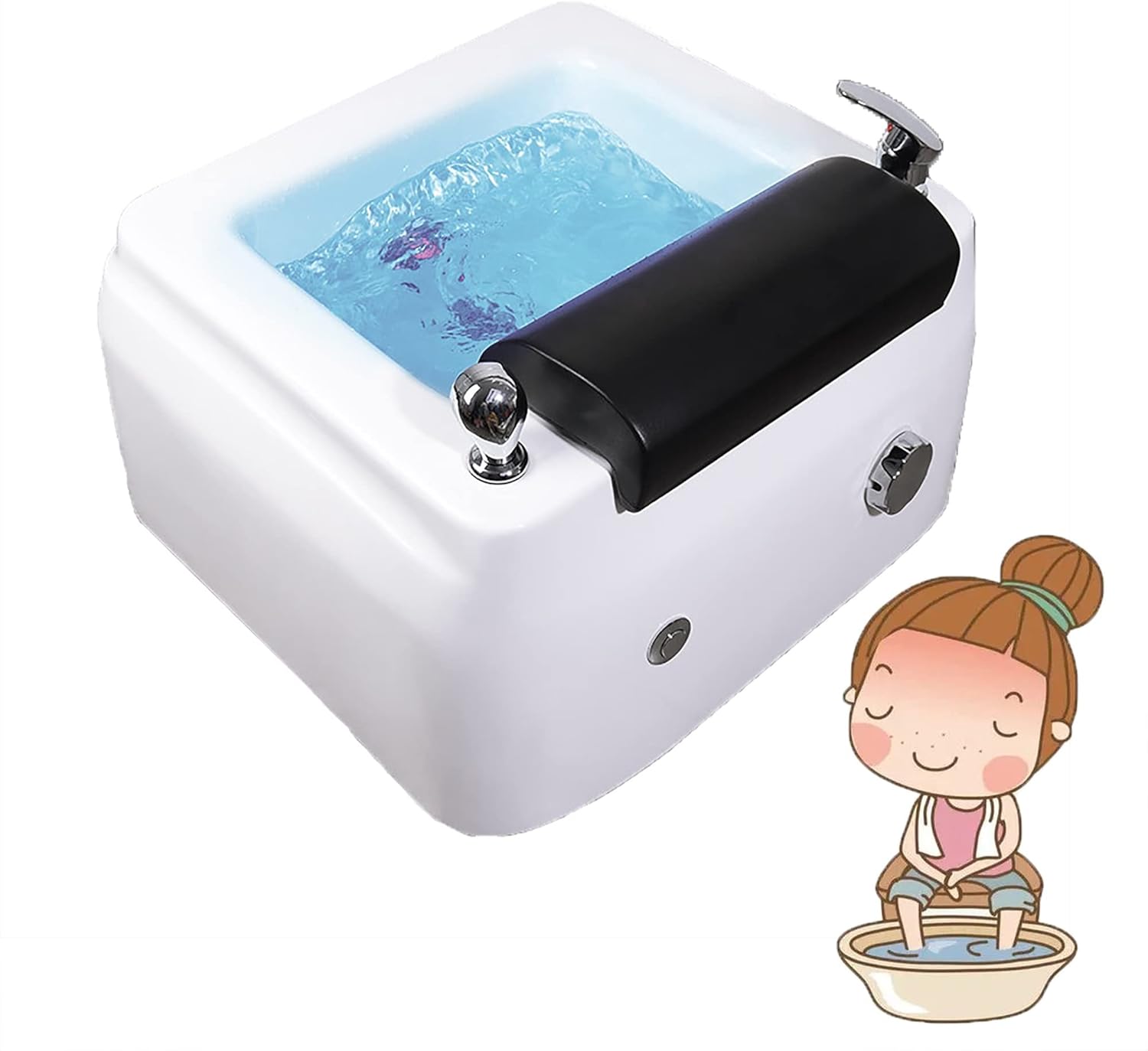 Feet Soaking Tub,Foot Soak Tub,Pedicure Foot Spa,deep Foot Bath Spa with Massage Surfing,Acrylic Pedicure Sink,Foot Spa,Foot Tub for Soaking Feet,Integrated Molding,with 7 Colorful Lights