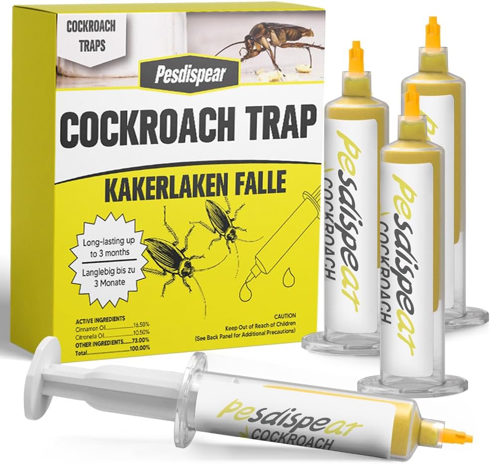 Pesdispear Cockroach Trap, Anti Cockroaches Protection Up to 2 Months, More Effective Than Ultrasonic Cockroach Control 4 Pieces