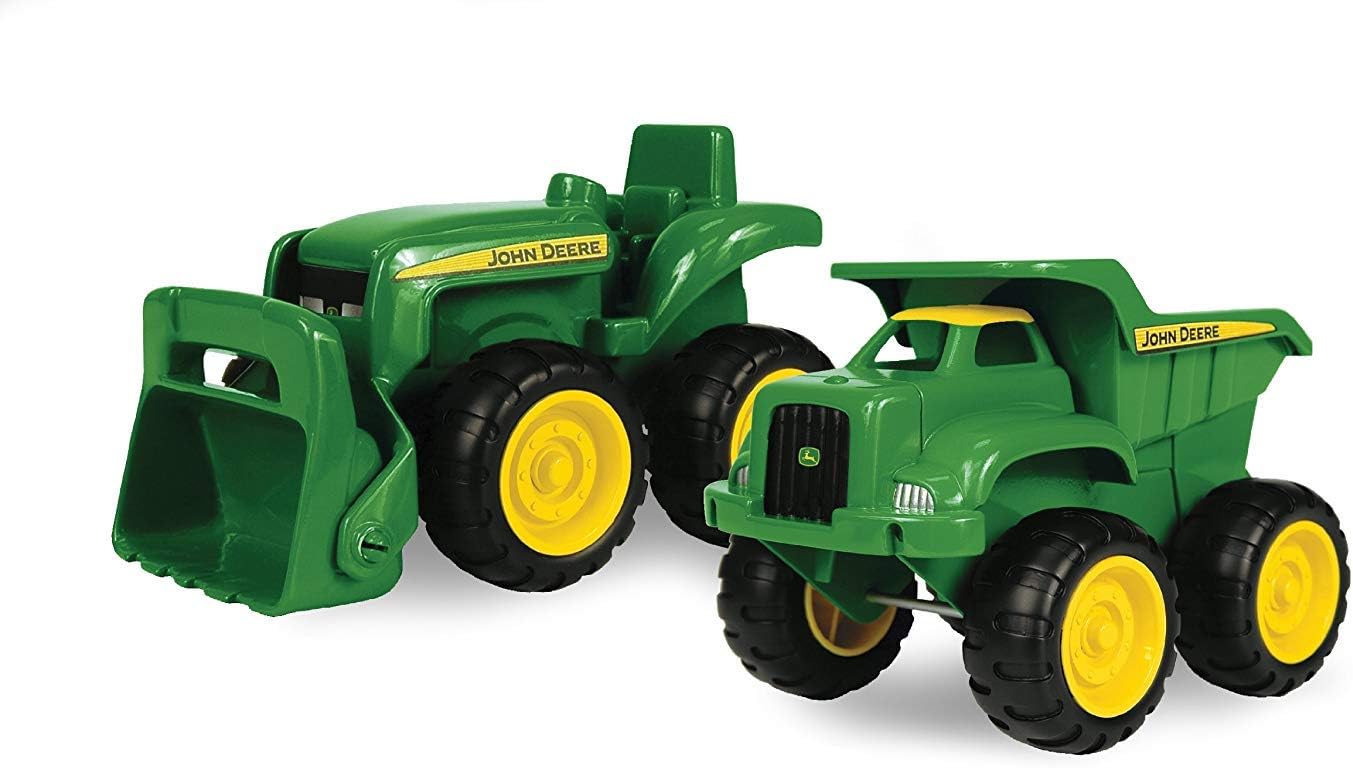 TOMY John Deere Vehicle Set - Includes Dump Truck Toy and Tractor Toy with Loader - Kids Outdoor Toys - Kids Construction and Sandbox Toys - 6 Inches - 2 Count - Ages 18 Months and Up