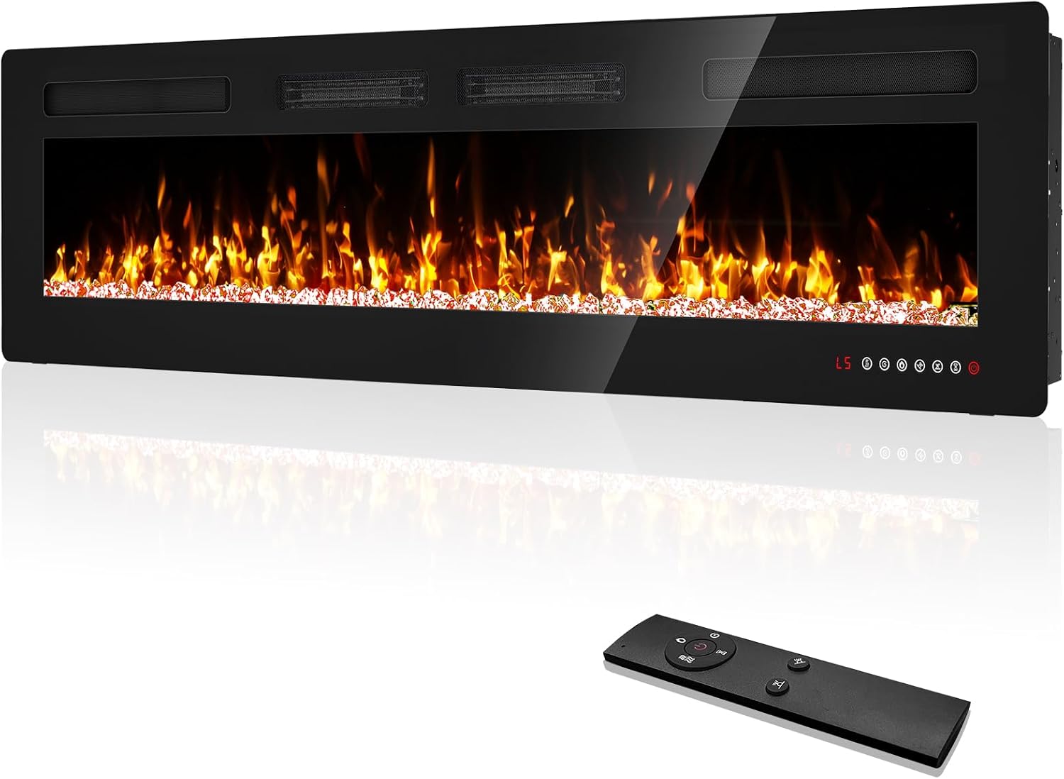 72 inch Ultra Thin Electric Fireplace Inserts and Wall Mounted with Remote Control & Touch Screen 1500W Fireplace Heater with Timer