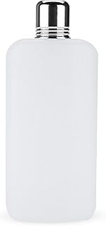 True Rogue Plastic Flask for Liquor - Hidden & Discreet 16oz White Plastic Flask with 1oz Aluminum Shot Glass Cap for Travel & Cruise Liquor Beverages - Set of 1