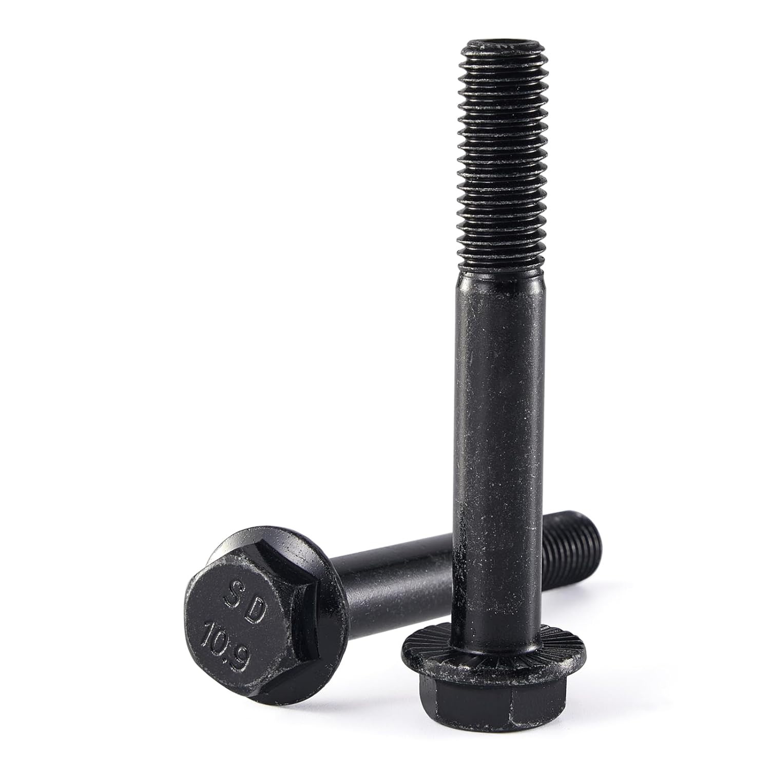 M12 x 120mm 3Pcs Flanged Hex Head Bolts, M12 x 1.75 Bolts, Flange Hexagon Head Screws, 10.9 Grade Alloy Steel, Black Oxide Finish, Metric Machine Threaded, Half Thread