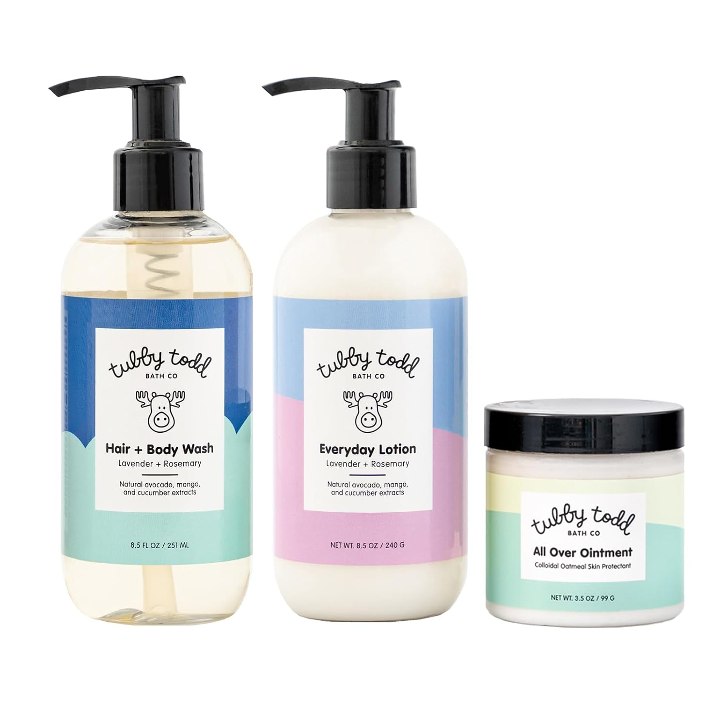 TUBBY TODD 3-Step Baby Bath and Skincare Routine, The Regulars Bundle