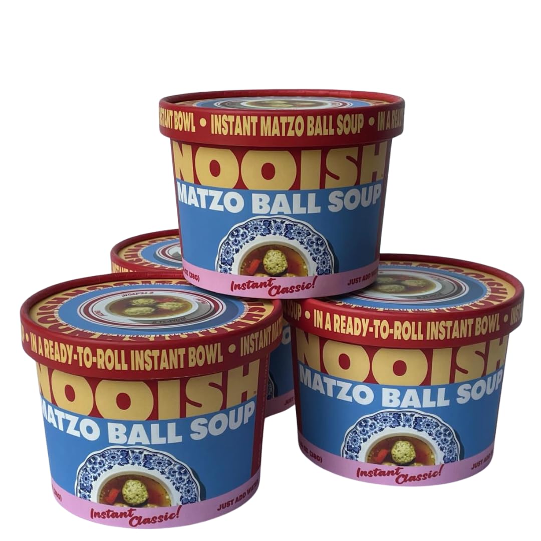 NOOISH Instant Matzo Ball Soup (4 pack) | Kosher, Pareve, Vegetarian | Just add water, ready in minutes | Clean ingredients, No MSG | Shelf-stable, Pantry Staple