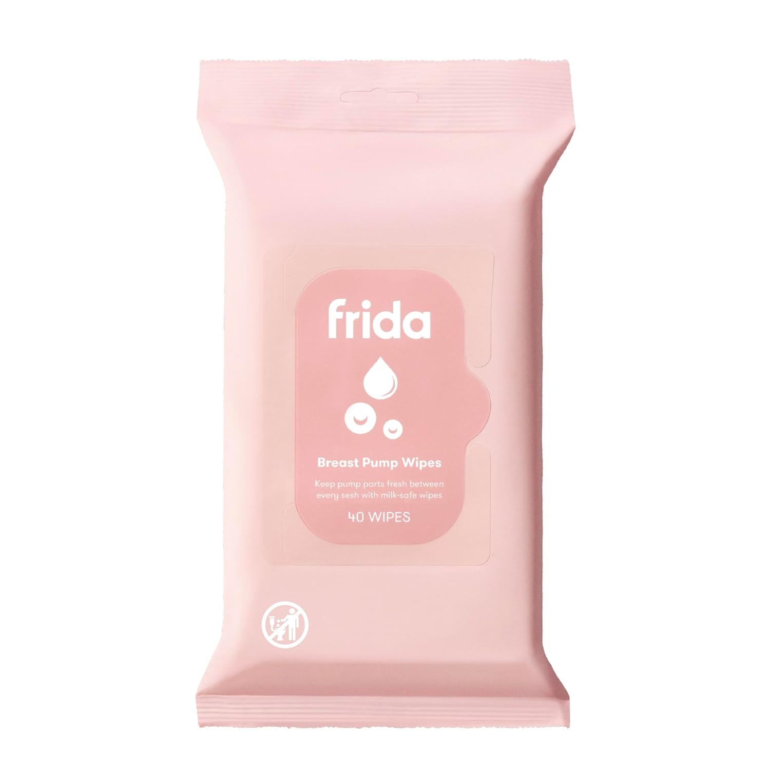 Frida Mom Breast Pump Wipes, Multi-Surface Cleaner, Removes Breastmilk Residue, Made with Food-Grade Ingredients, Baby and Milk Safe, Travel Essential for Breastfeeding Moms, 40 Count