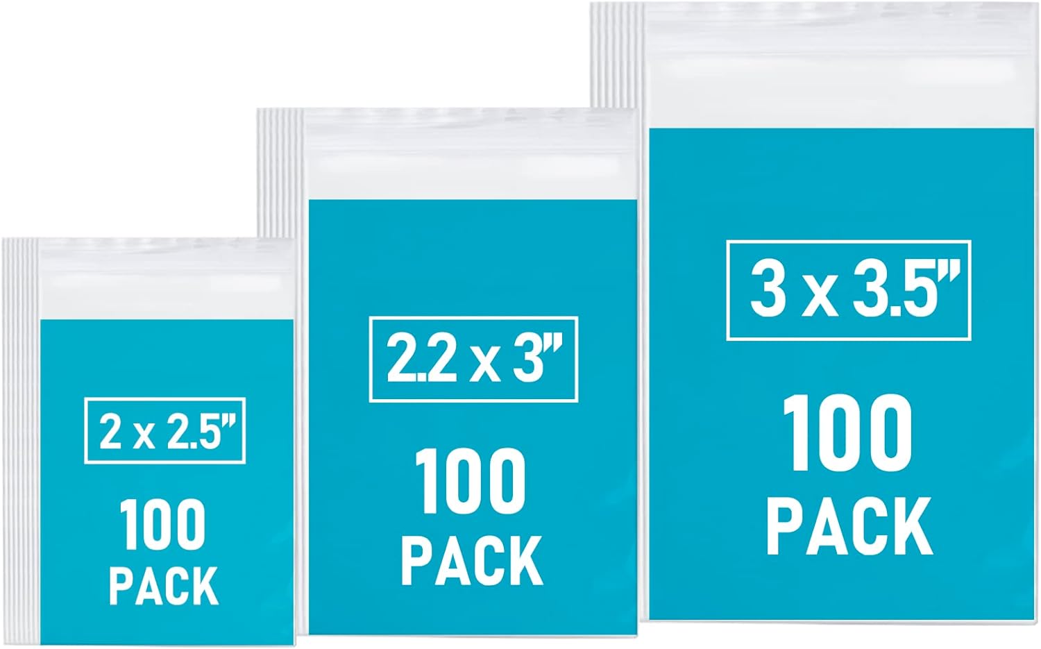 Small Plastic Bags, 300 PCS Mini Baggies, 3 Assorted Sizes, Transparent Jewelry Bag Reclosable, Clear Bag, Resealable Poly Bags for Pill, Beads, Screws, Packaging