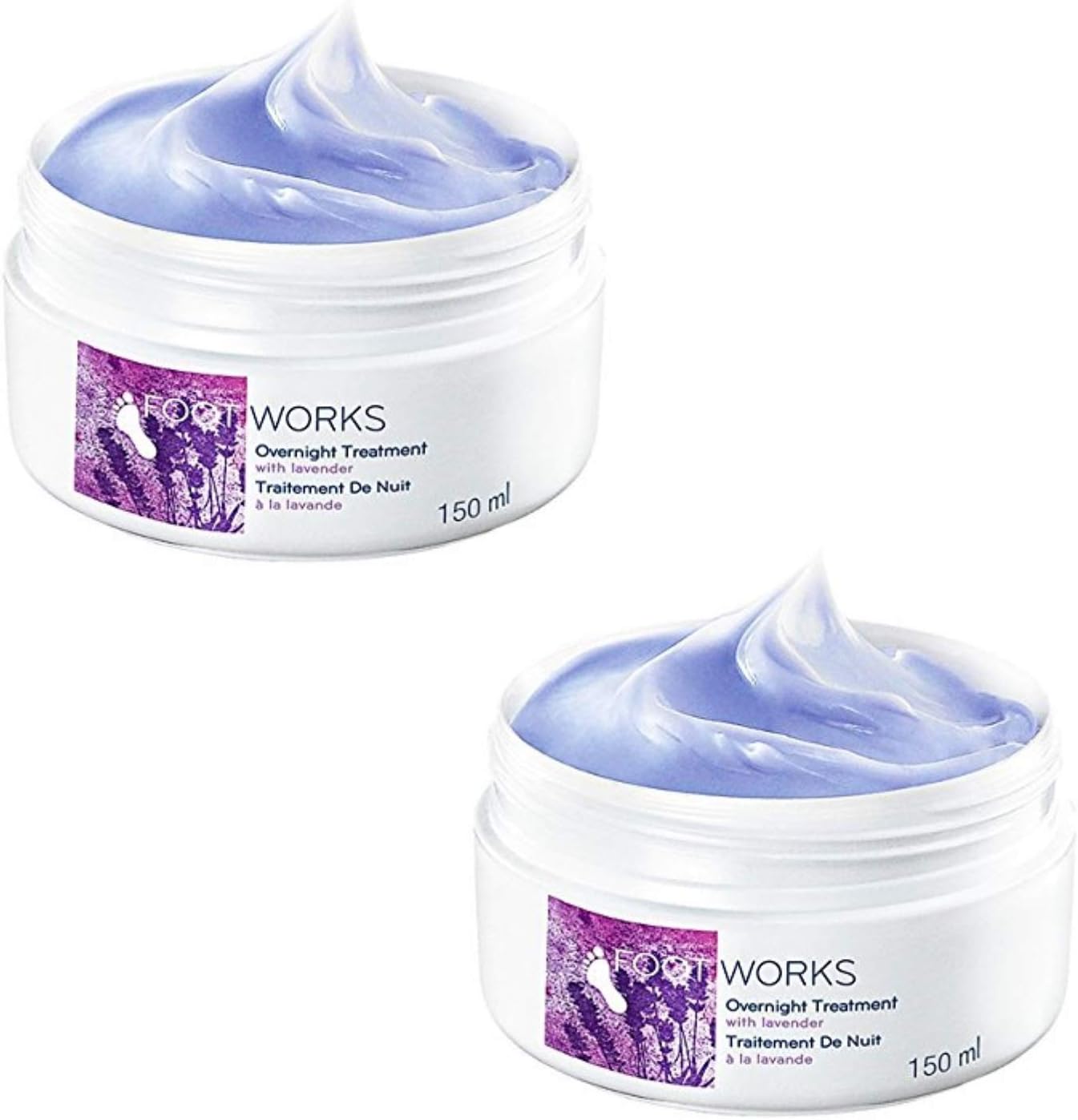 2 x Avon Foot Works Beautiful Comforting Overnight Massage Cream, Lavender 150ml by Footworks