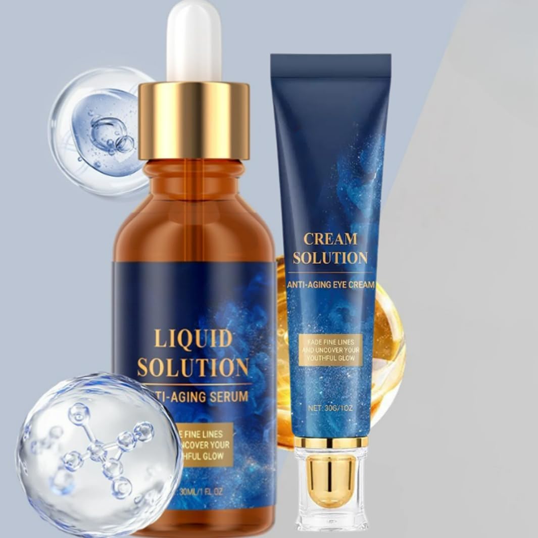 Olavita Liquid Solution anti Aging Serum,Olavita Serum,Liquid Solution Serum & Firming Eye Cream，for Youthful Skin – Hydrating, Firming, Brightening, Reduces Fine Lines & Wrinkles（2pcs）