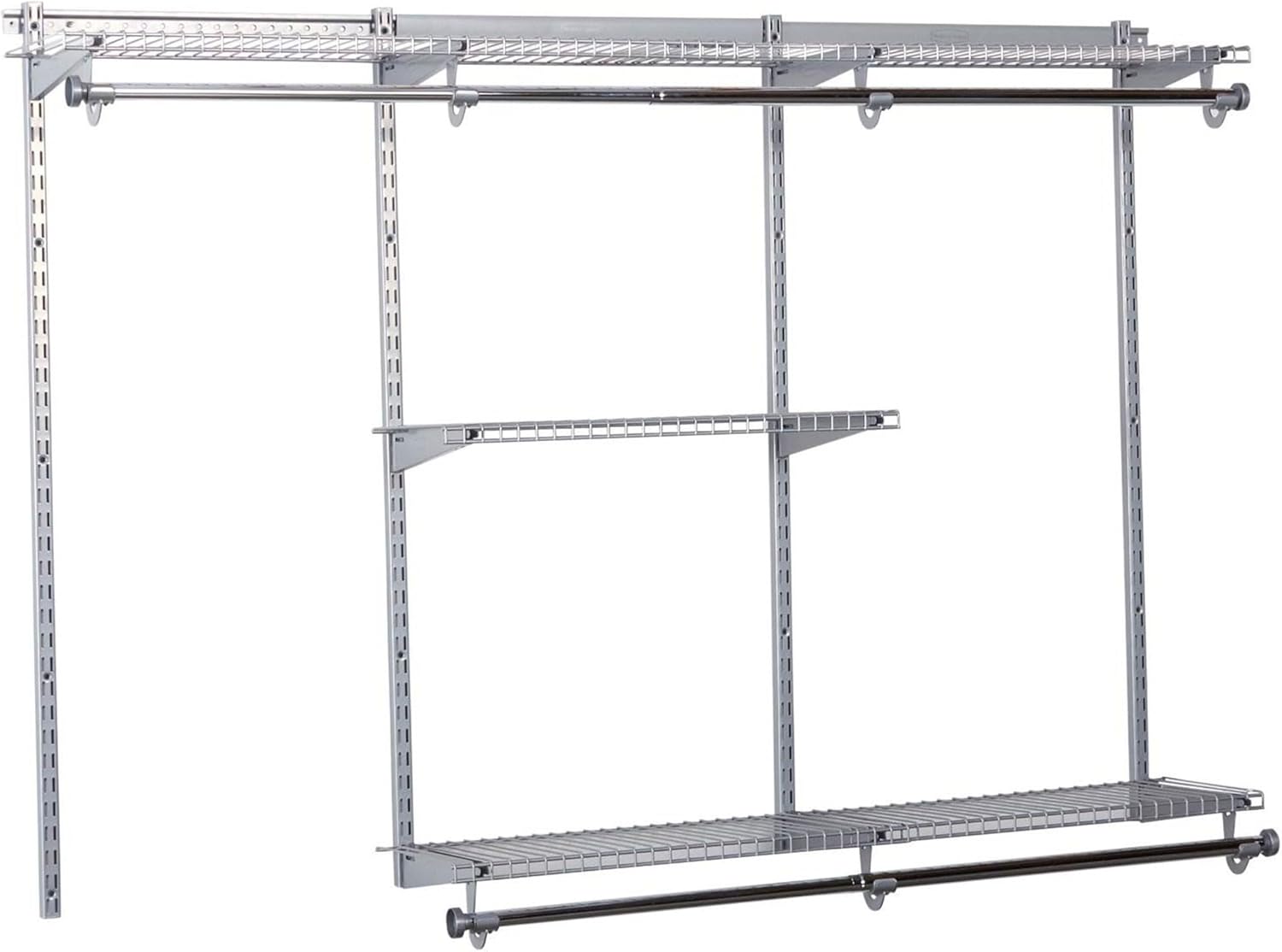 Rubbermaid Configurations Custom Closet Kit, 3-6 Ft. Adjustable Metal Wire Shelving, Titanium Finish, Expandable Organization System, Hardware Included, for Home Closet/Pantry/Laundry/Mudroom