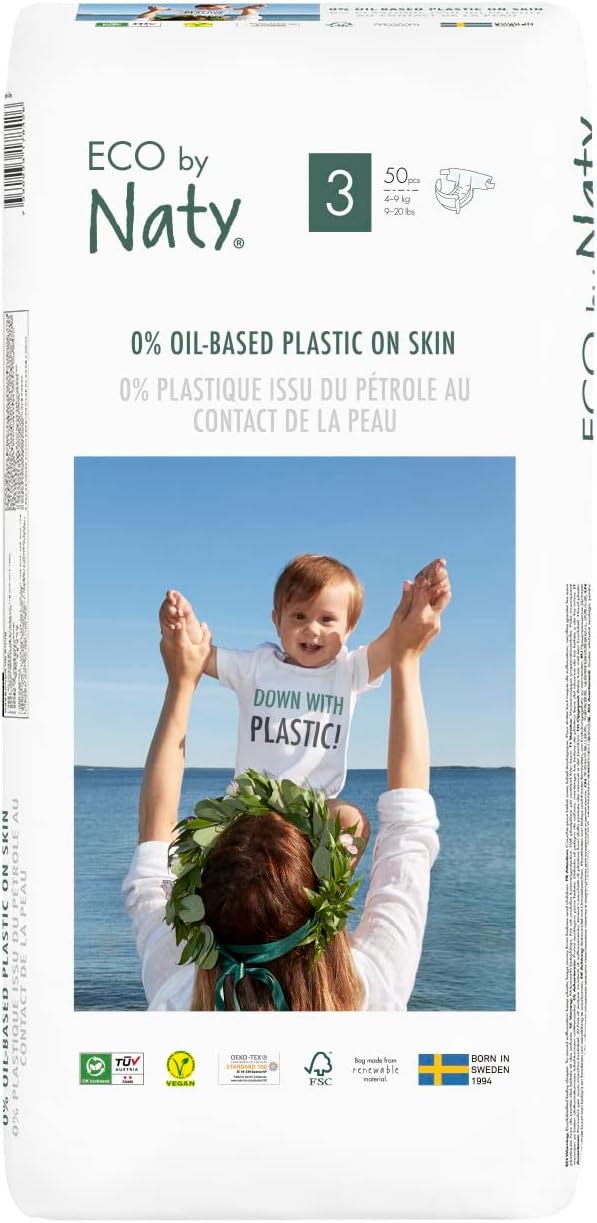 Eco by Naty Premium Disposable Diapers, Pack of 50