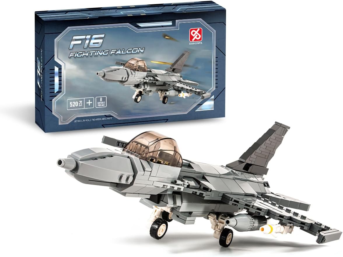 DAHONPA F-16 Fighting Falcon Military Army Airplane Building Bricks Set, 520 Pieces Air-Force Build Blocks Toy, Gift for Kid and Adult.