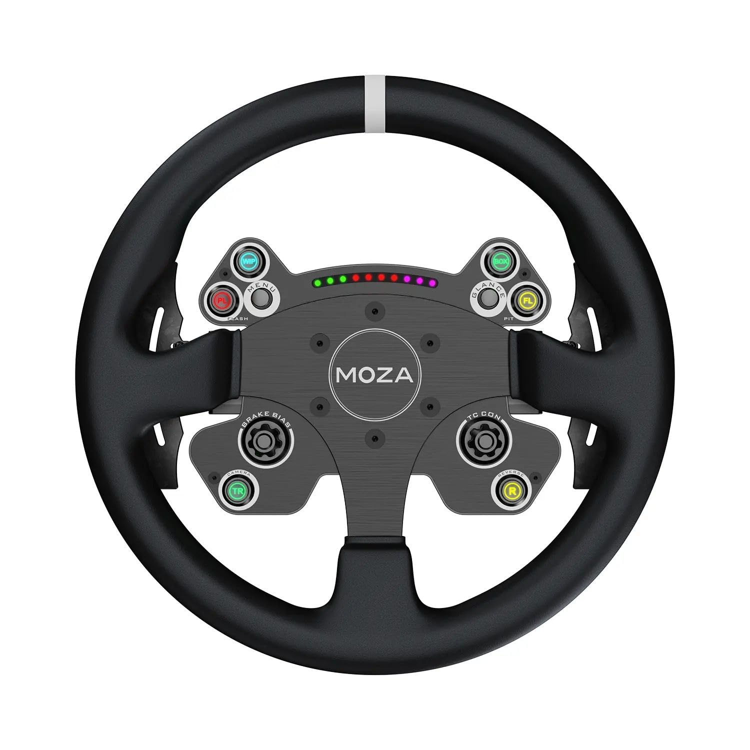 MOZA CS V2 Racing Wheel for PC Gaming Steering Wheel, 13 Inch Aviation Grade Aluminum Alloy Rim, Carbon Fiber paddles, RGB Indicator, Pressable Joysticks and customizable controls
