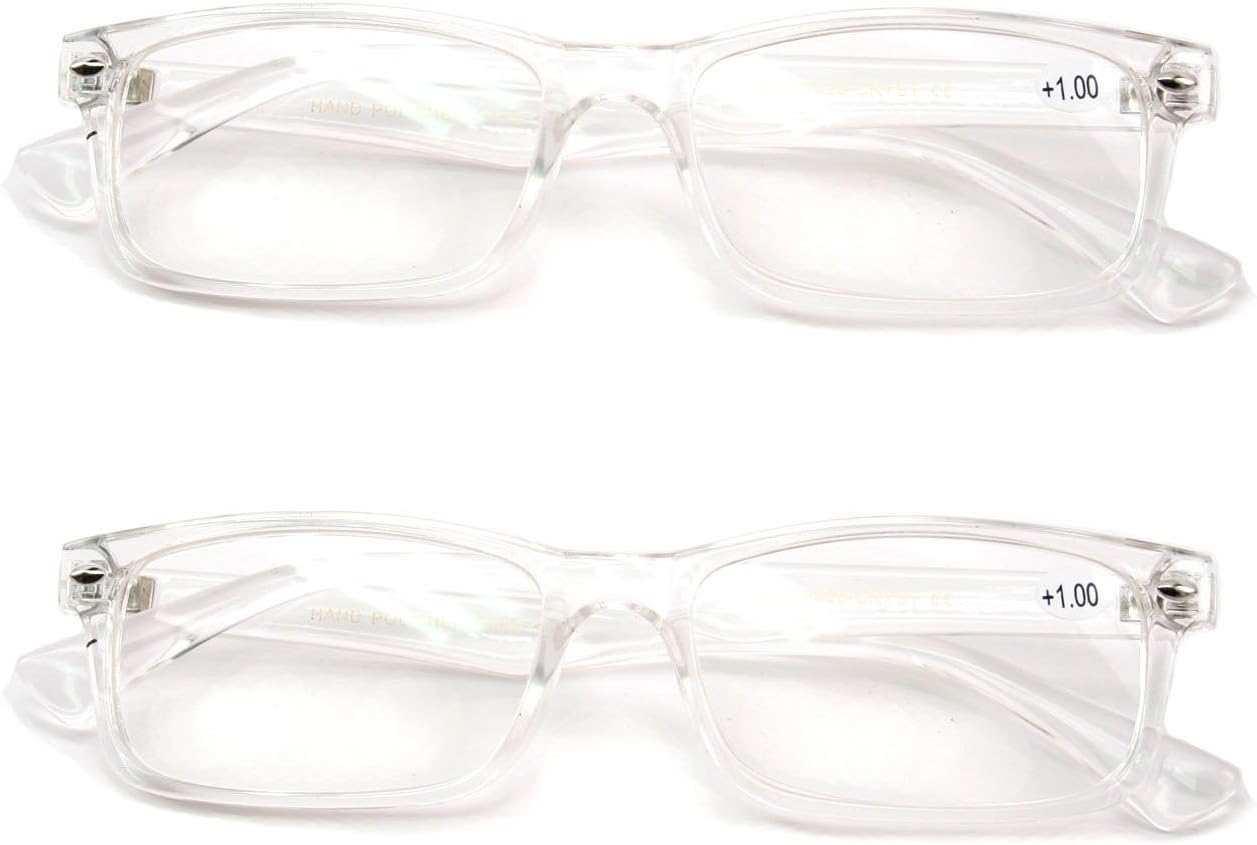 2 Pairs Casual Fashion Rectangular Reading Glasses - Stylish Simple Readers