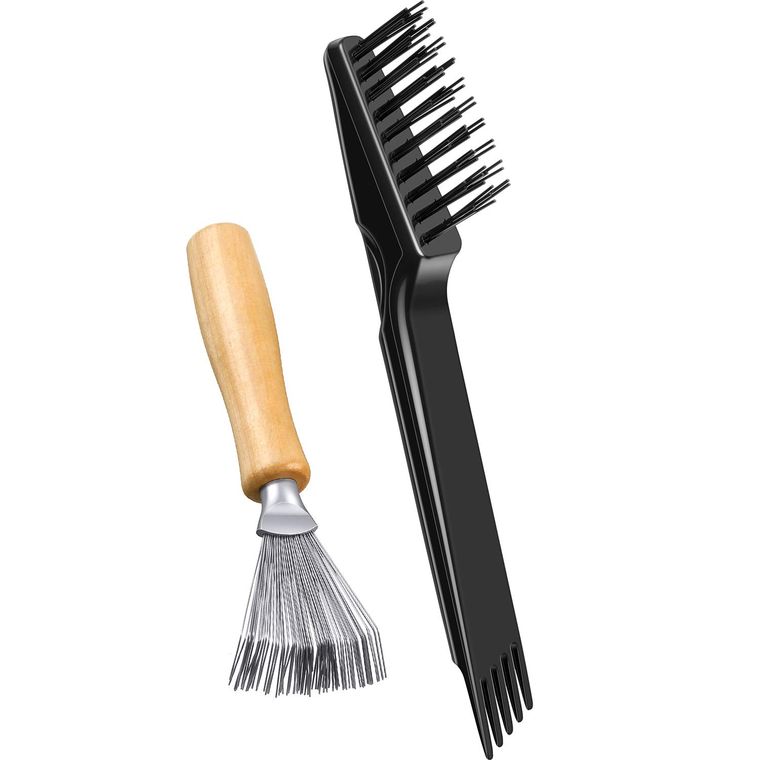 Boao Hair Brush Cleaning Tool and Comb Cleaner for Removing Dust - Mini Remover for Home and Salon Use (Black, Wood Color)