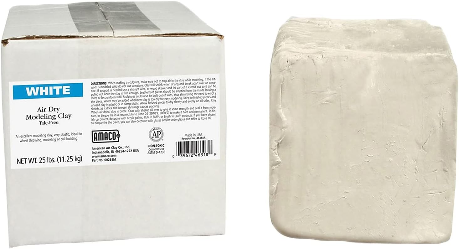 AMACO AMA46318R Air Dry Clay, 25 lbs. , White (Color may vary)