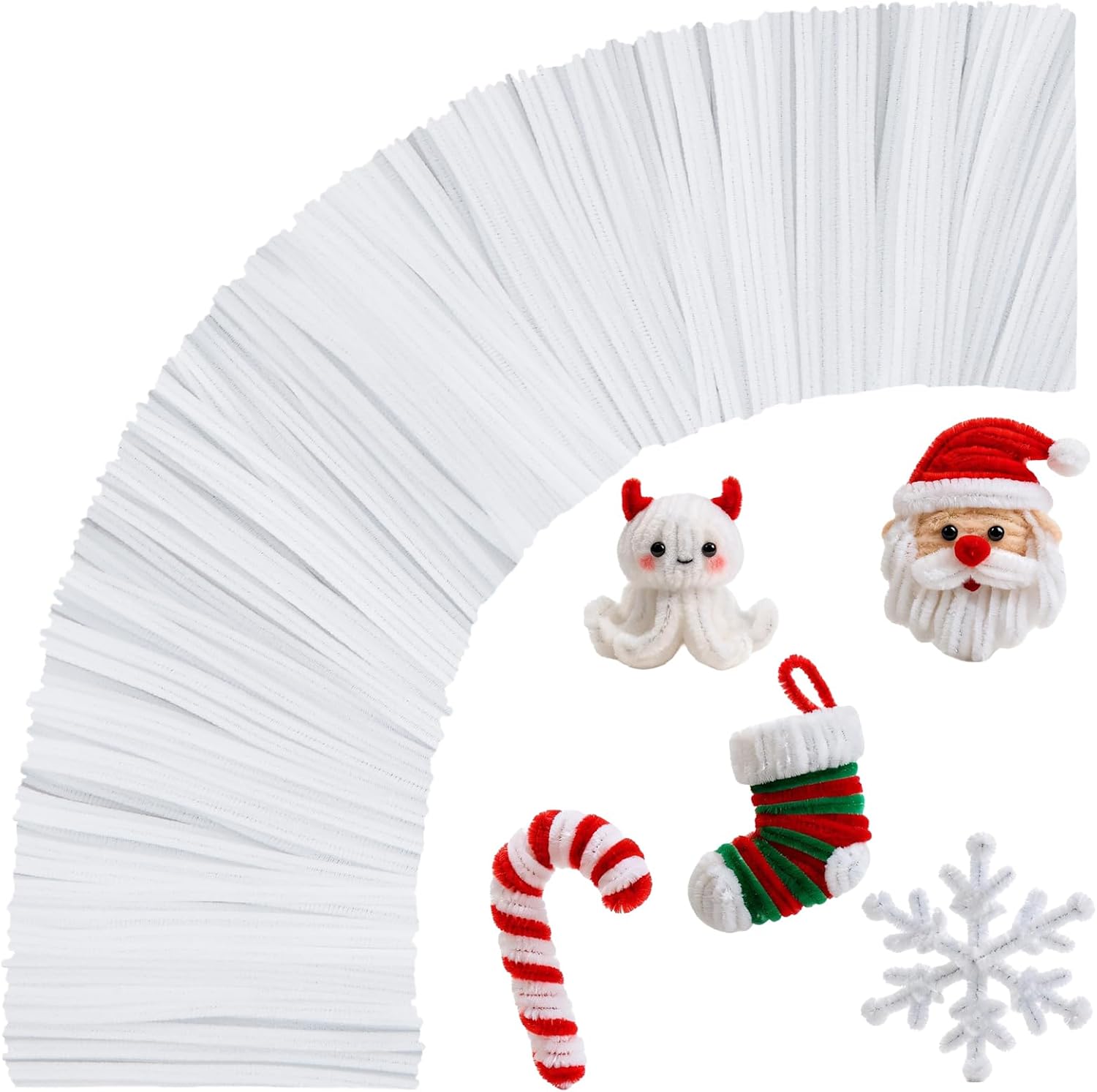 White Pipe Cleaners,200PCS Pipe Cleaners Craft,Easter Decorations Arts and Crafts,New Year’s Eve/Day Craft Supplies,Weddings Art Supplies Pipe Cleaners Bulk,Gifts for Her,Kids Toys & Games