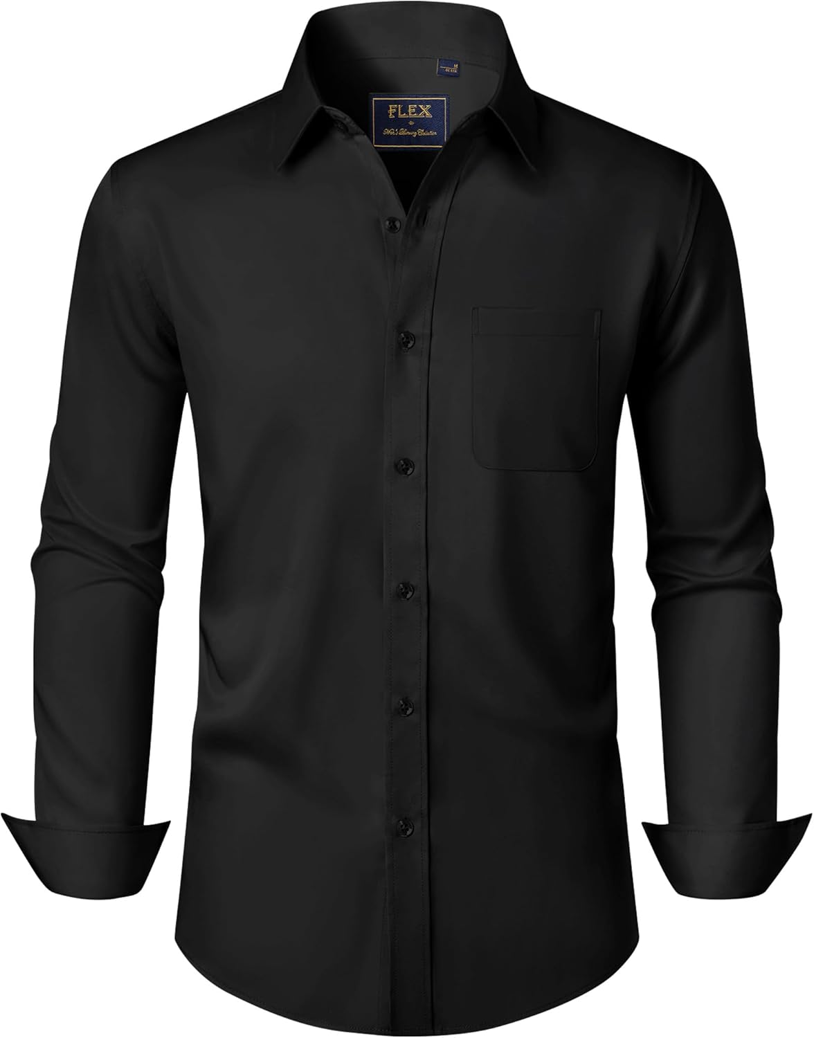 J.VER Mens Dress Shirt Stretch Plain Business Casual Long Sleeve Formal Shirt with Pocket S-6XL