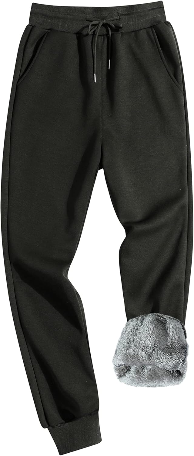 MACHLAB Men's Winter Fleece Joggers Pants Sherpa Lined Sweatpants Warm Thick Track Pants