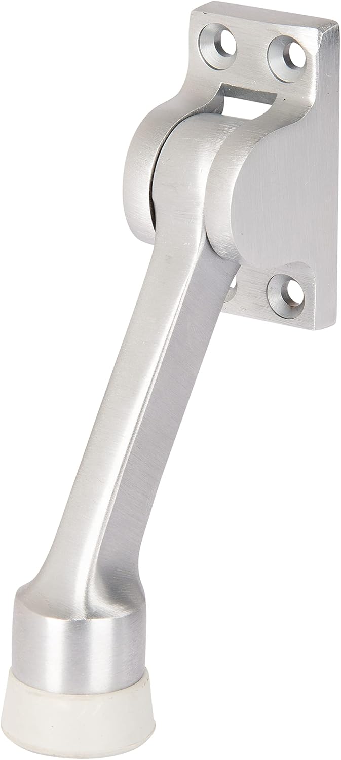 BRINKS Commercial - 4" Kick-Down Door Stop, Satin Chrome Finish - Non-Obtrusive Option to Protect Your Door and Walls