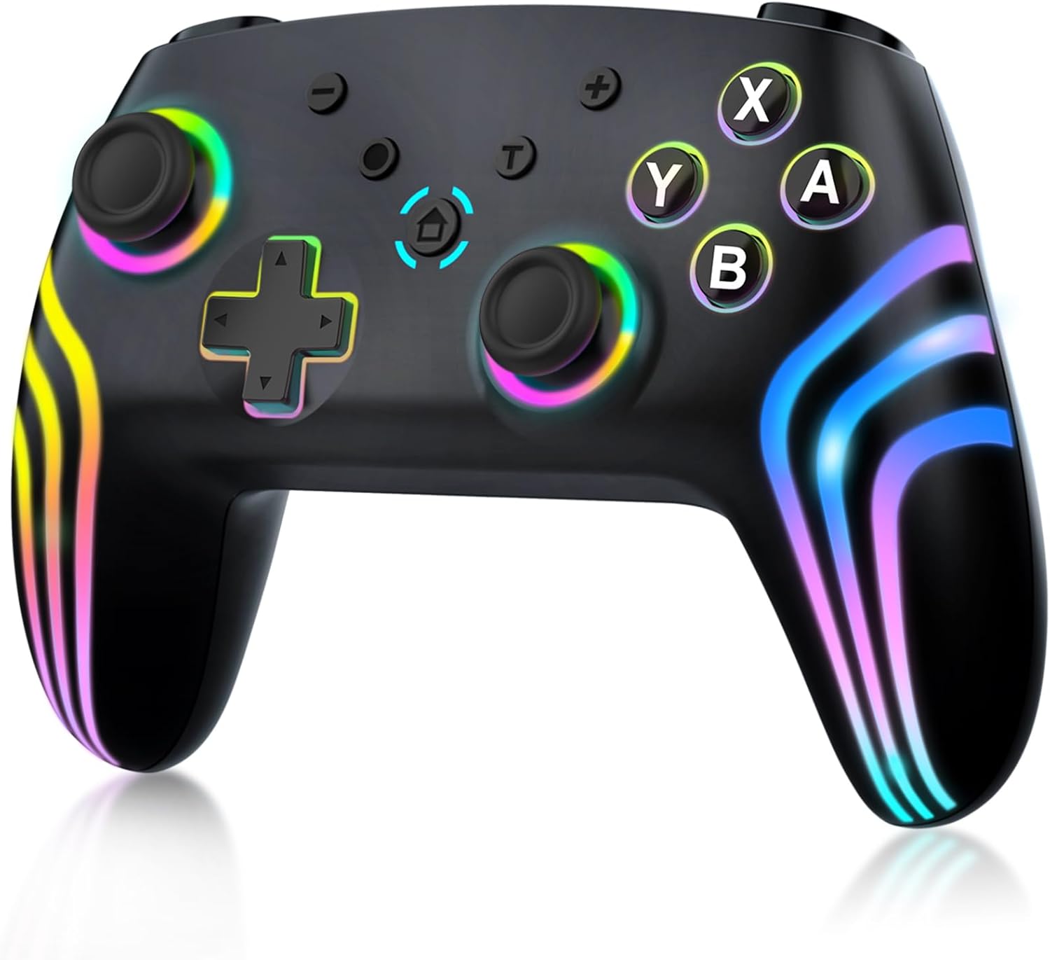 MYSTILUCK Wireless Pro Controller for Switch/Switch 2/Lite/OLED/PC, Gamepad with 7 Color Changing RGB Lighting/Hall Effect Trigger/Dual Vibration/Turbo, Ergonomic Designed Precise Joystick