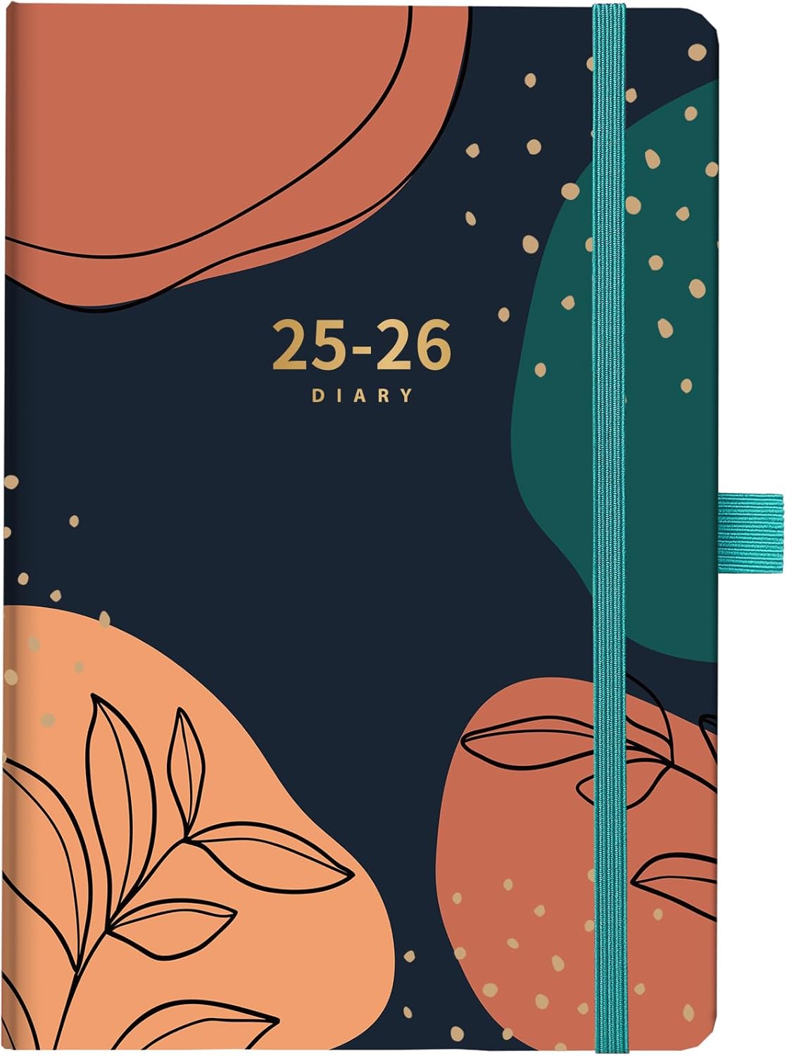 Academic Diary 2025-2026 - Diary Week to View from Aug. 2025 to Jul. 2026, A5 Mid Year Diary 2025-2026 with Back Pocket, Hard Cover, Elastic Closure, 21.5 x 15.5 x 1.5 cm