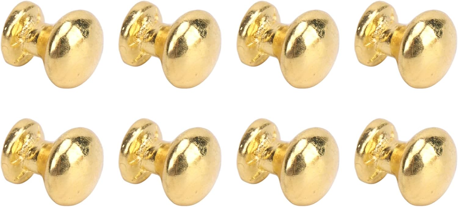 AMONIDA Miniature Handle Knobs, 1:12 Scale Round Head Rustproof Simple Installation 8pcs Dollhouse Miniature Handle Knobs Simple Style for Cabinets (Golden)