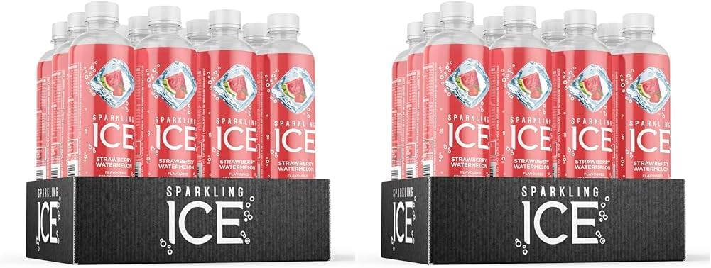 Sparkling Ice, Strawberry Watermelon Flavored Sparkling Water - Contains Vitamins- Only 12 calories- No Added Sugar - No Carbs (12 x 500ml Bottles) (Pack of 2)