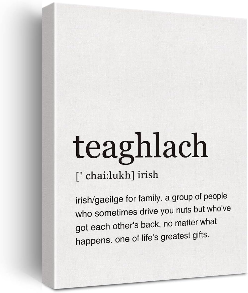 LEXSIVO Family Teaghlach Definition Print Canvas Wall Art Home Office Decor Modern Minimalist Painting 12x15 Canvas Irish Poster Framed Ready to Hang