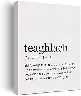 LEXSIVO Family Teaghlach Definition Print Canvas Wall Art Home Office Decor Modern Minimalist Painting 12x15 Canvas Irish Poster Framed Ready to Hang