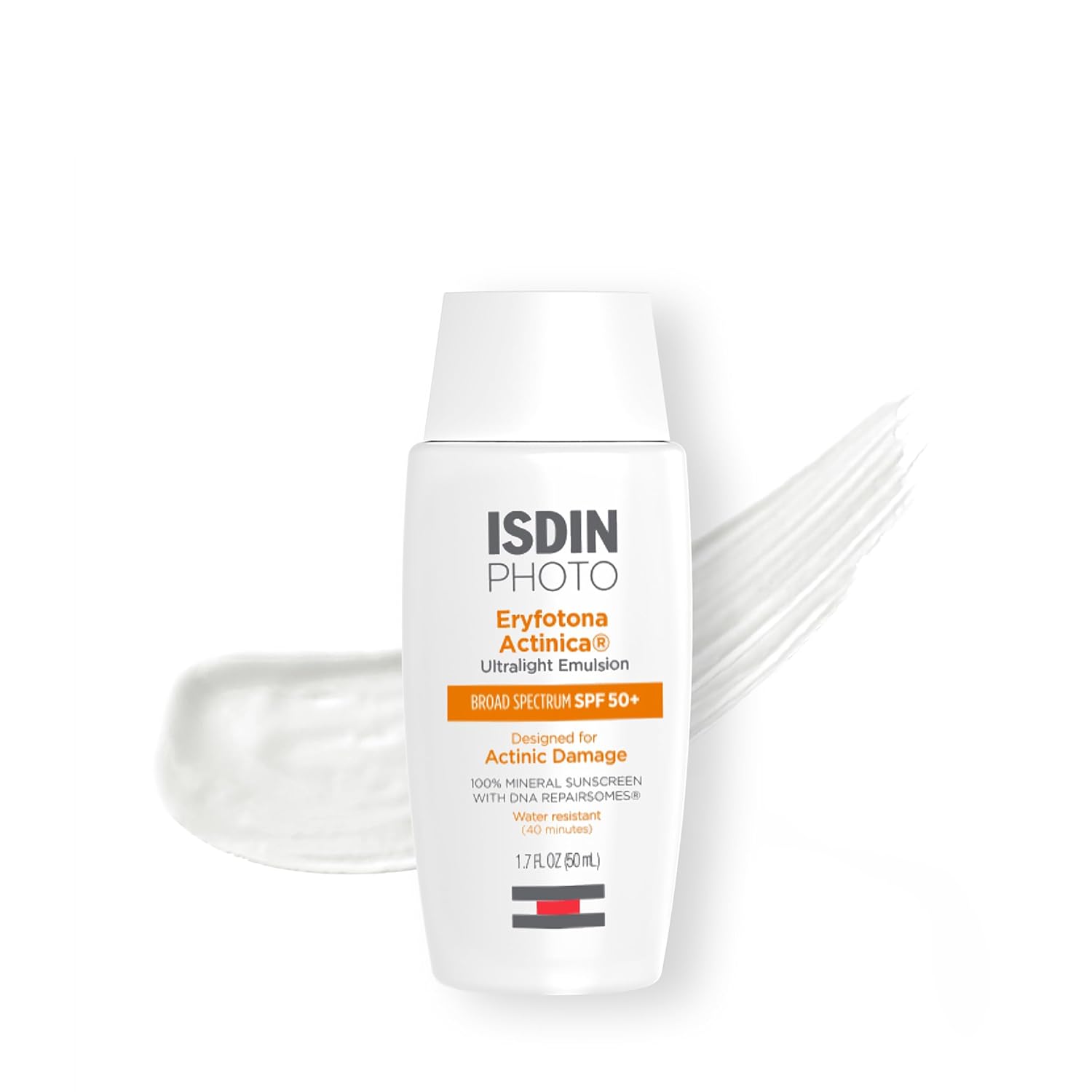 ISDIN Eryfotona Actinica Zinc Oxide and 100% Mineral Sunscreen Broad Spectrum SPF 50+, No White Cast, Suitable for Sensitive Skin
