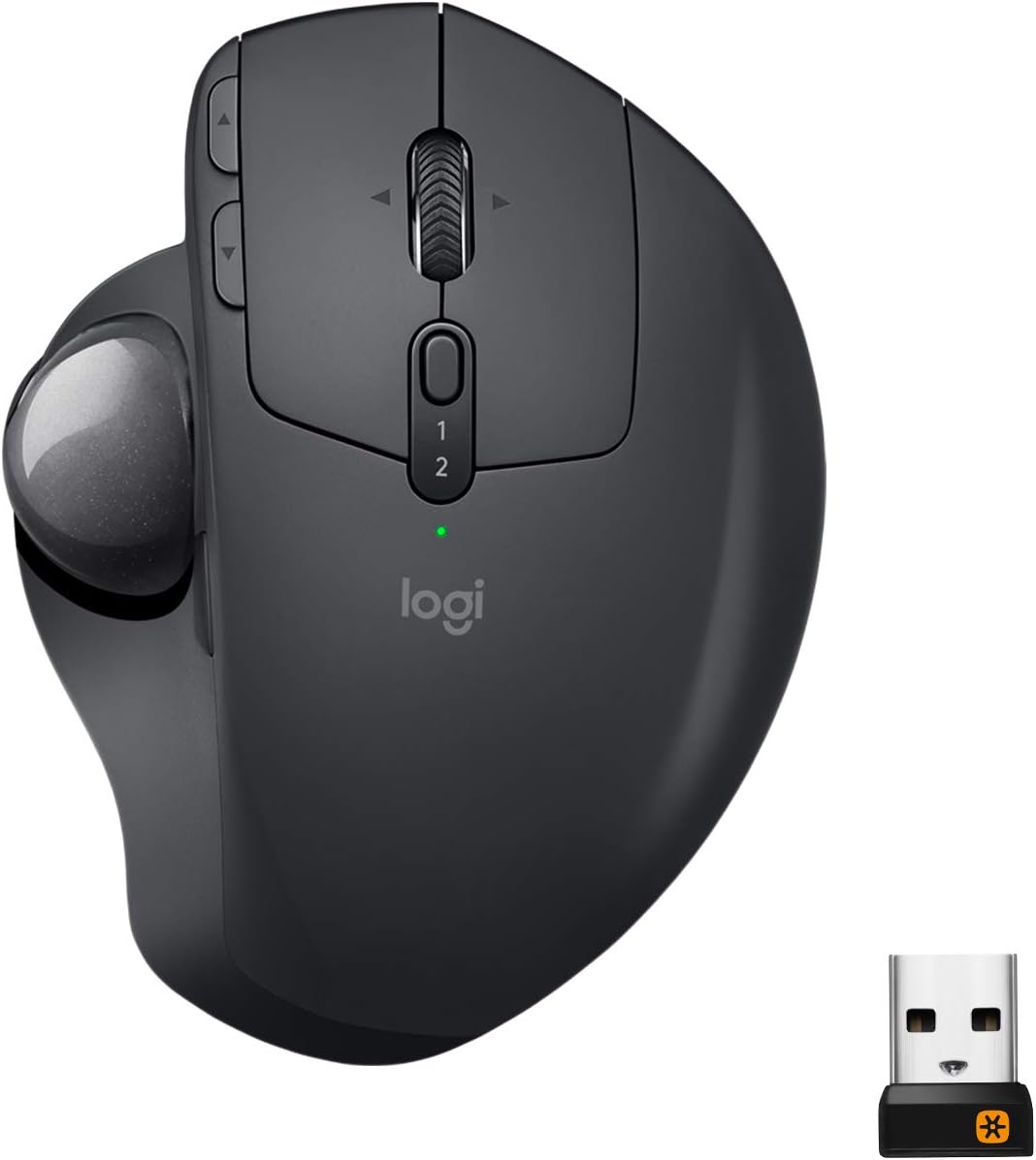 Logitech MX Ergo Wireless Trackball Mouse, Ergonomic Design, Move Content Between 2 Windows and Apple Mac Computers (Bluetooth or USB), Rechargeable