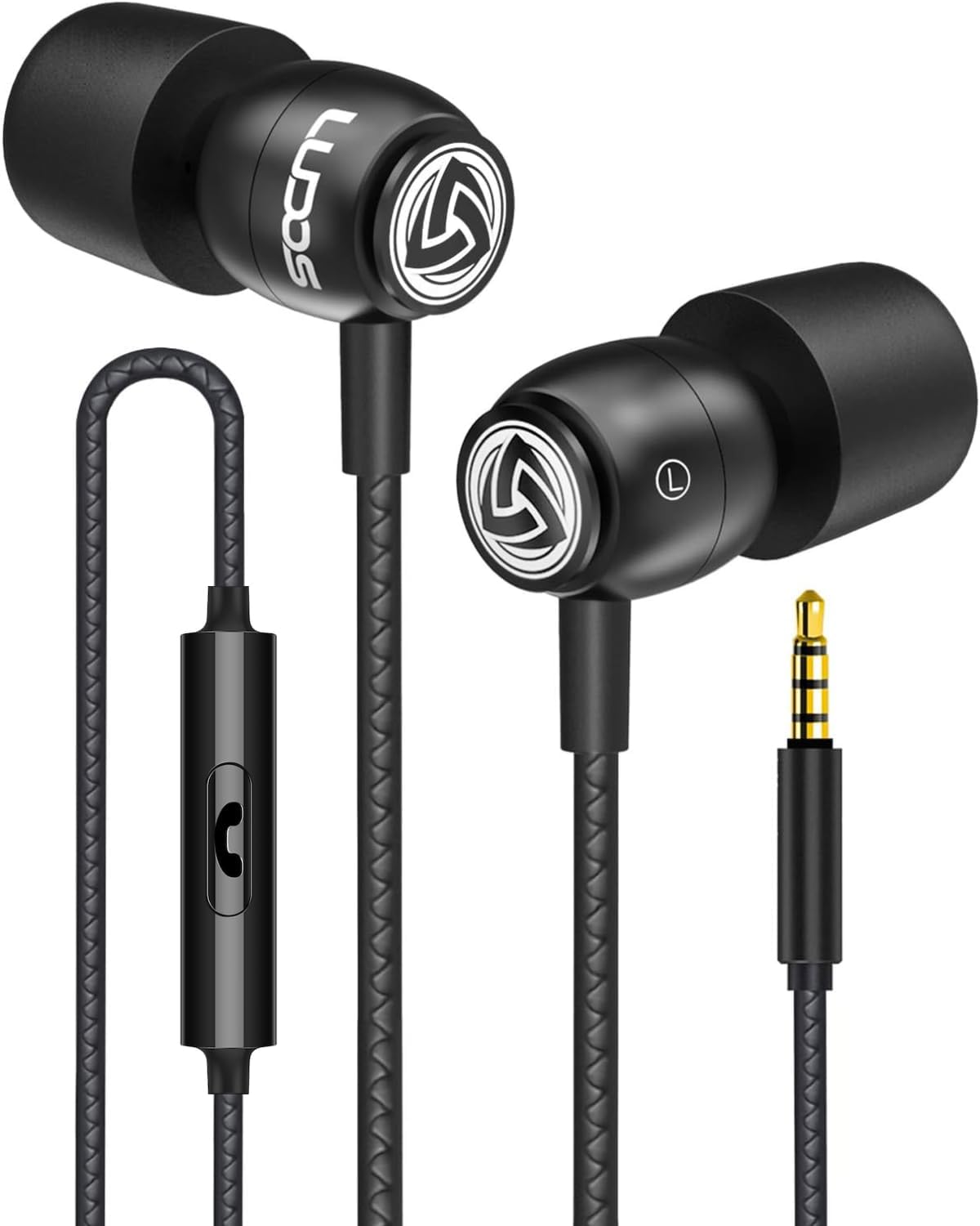 Ludos Clamor Wired Earbuds in-Ear Headphones, 5 Years Warranty, Earphones with Microphone, Noise Isolating Ear Buds for School, Kids, Women, Small Ear