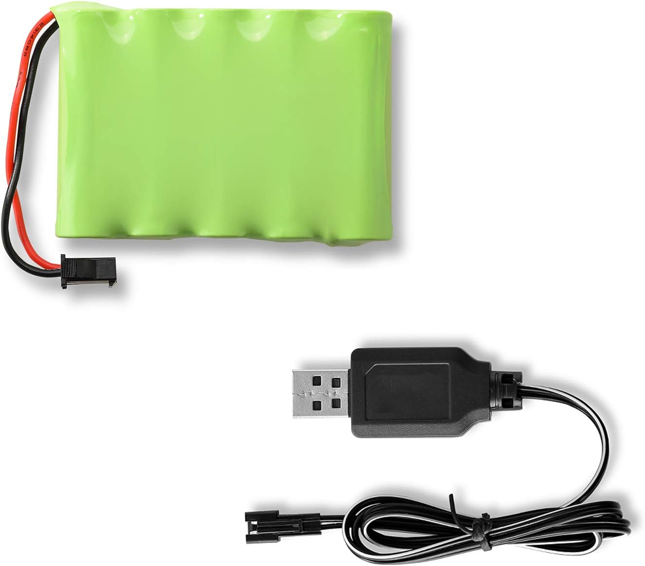 BEZGAR Spare Parts Accessories 6V 800mAh NI-MH Battery (1) + USB Charger (1) for BEZGAR TB141/TB142 (17/18) Toy Grade 1:14 Scale Remote Control Cars