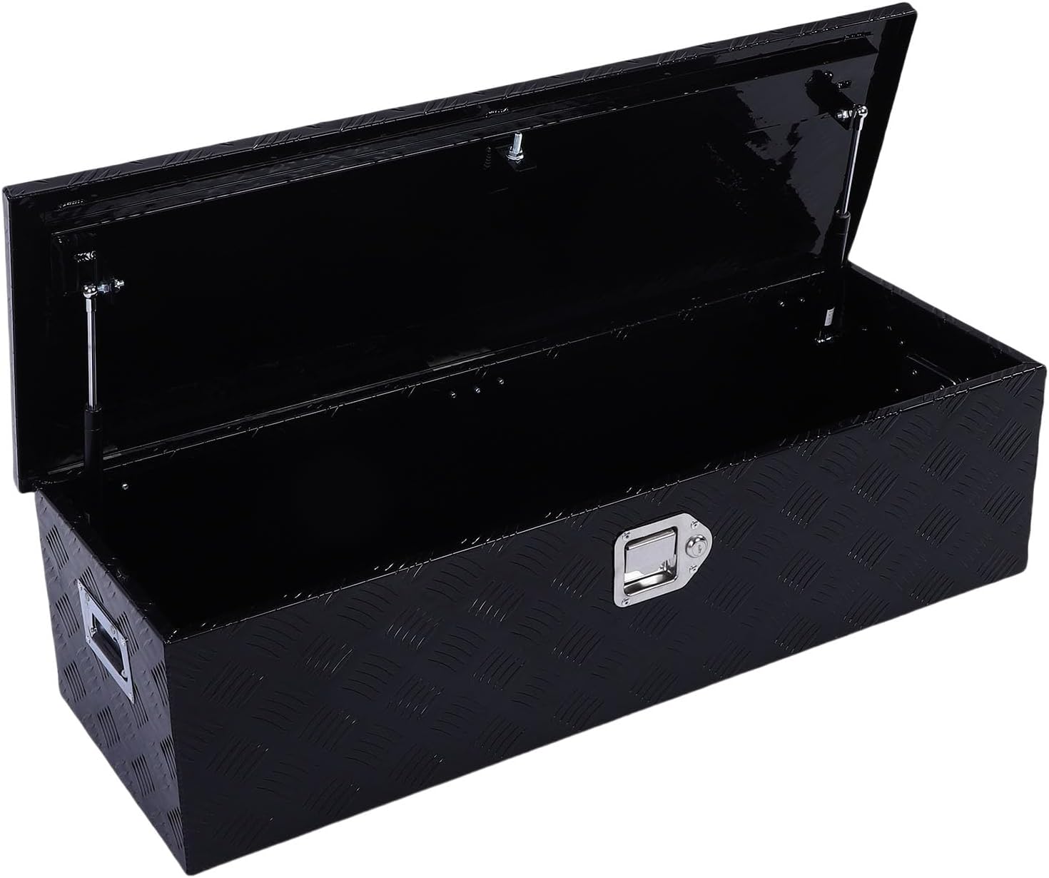 Trailer Tongue Box, 39 Inch Aluminum Heavy Duty Storage Tool Box, Truck Bed Toolbox with Side Handle Lock, 2 Keys, Ideal for Pickup Truck Bed & RV