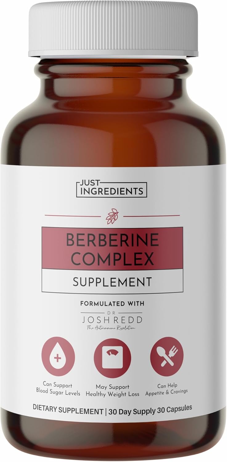 JUST INGREDIENTS Berberine Supplement – 30-Capsule Herbal Support Formula with Organic Berberis Aristata – Traditionally Used for Metabolic Health, Cellular Function & Overall Wellness.