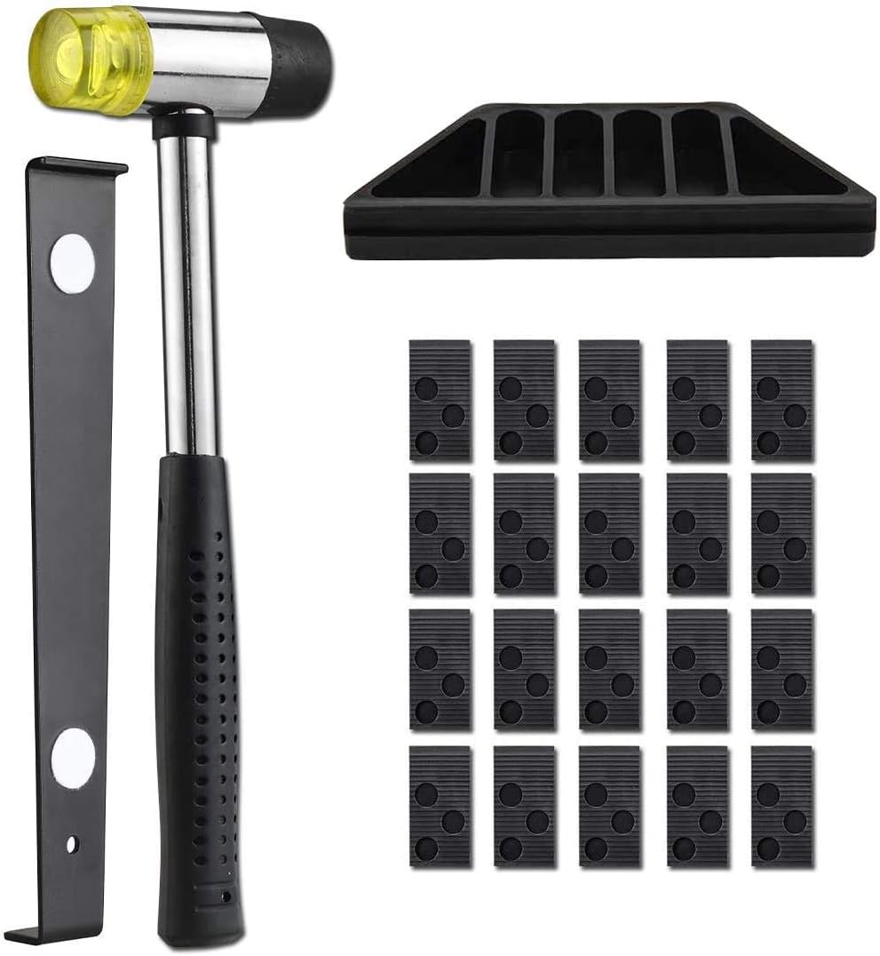 23Pcs Laminate Flooring Kit Laminate Floor Fitting Tools Laminate Wood Flooring Installation Kit with 20 Spacers, Tapping Block, Pull Bar and Mallet