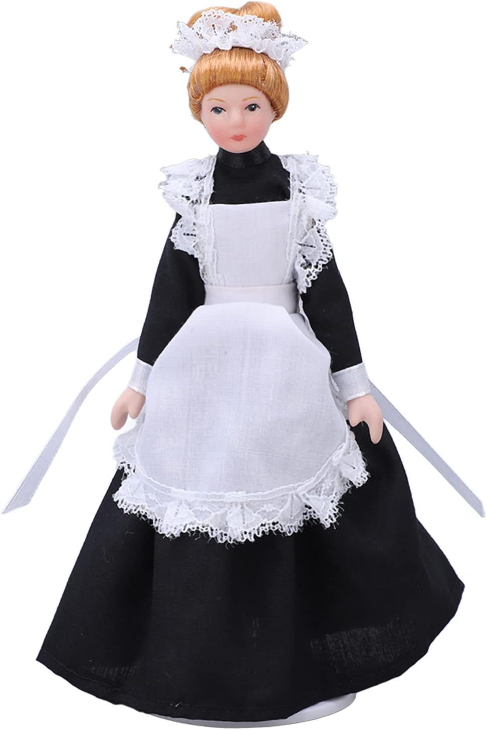 Dollhouse People, Flexible 1:12 Miniature Dollhouse Maid with Turnable Limbs, Mini Victorian Lady Servant Porcelain Doll Model, Doll House DIY Decoration Accessories Gifts for Kids