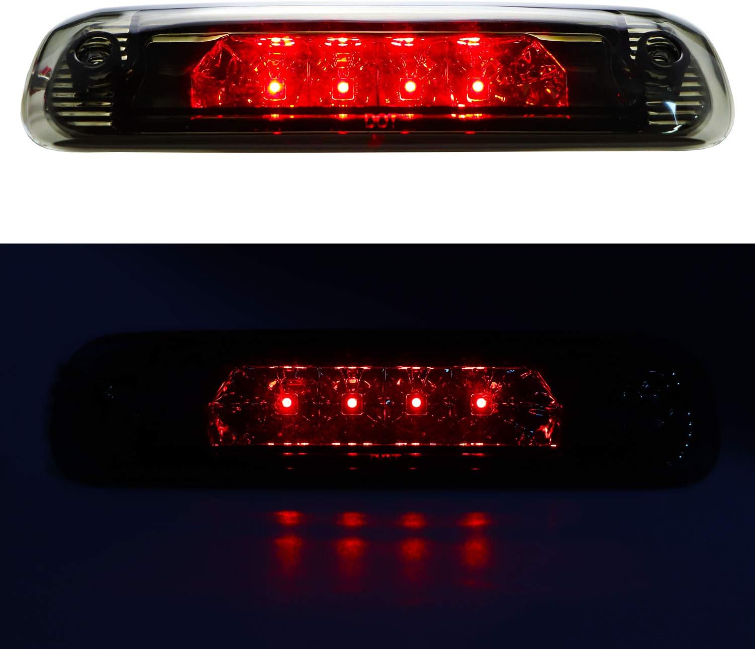 Tresound for 1997-2001 Jeep Cherokee LED Bar 3rd Third Tail Brake Light Rear Lamp High Mount Stop light (Chrome Housing Smoke Lens)