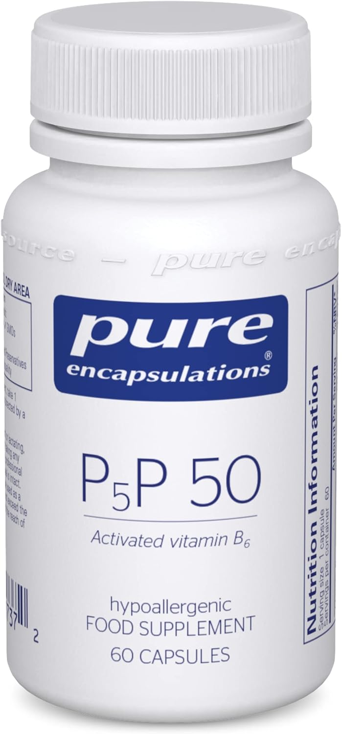Pure Encapsulations - P5P 50 - Activated Vitamin B6 - Pyridoxal-5'-Phosphate Tiredness and Fatigue Supplement - 60 Capsules