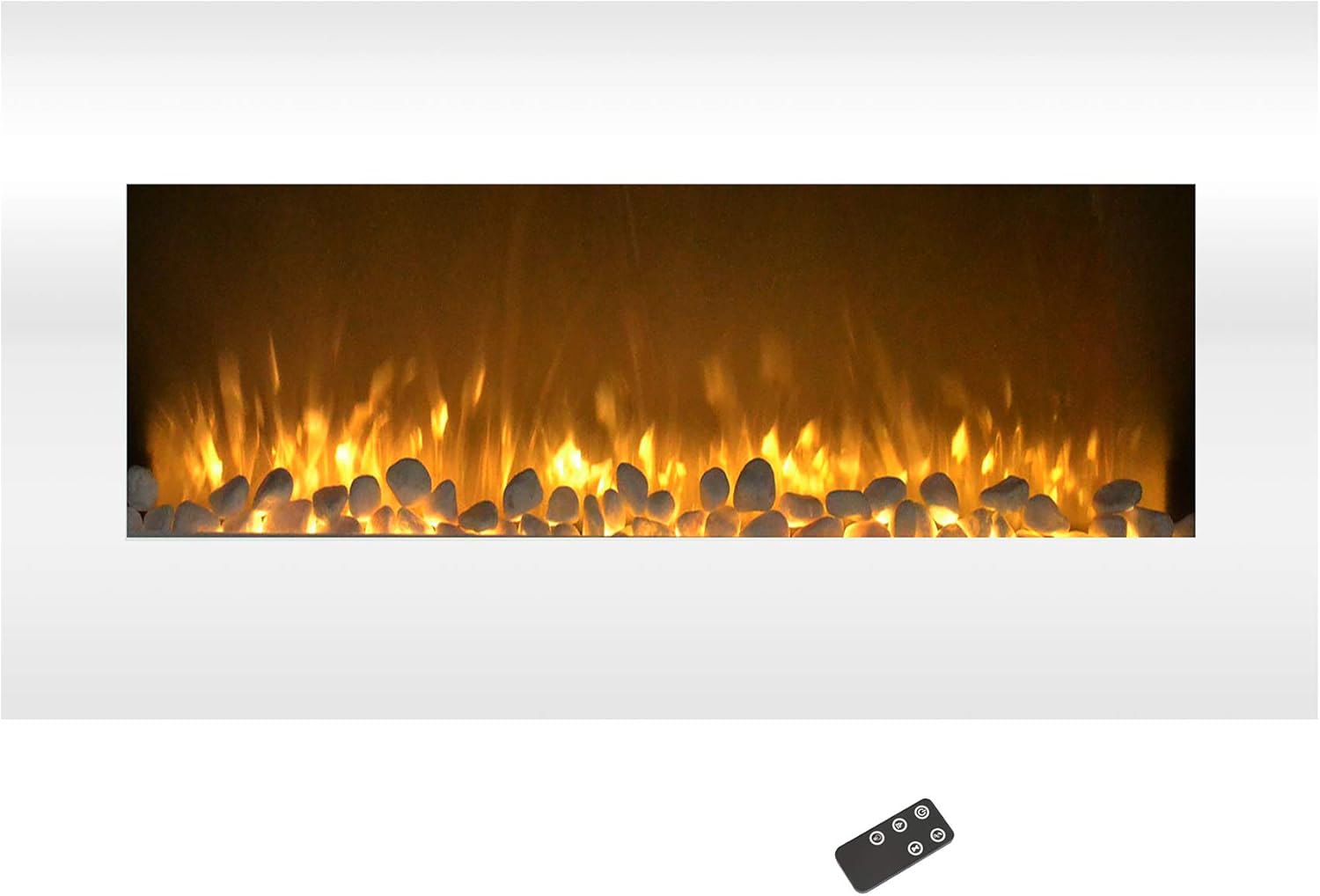 Northwest Wall Mounted Electric Fireplace Heater - 10-Color LED Flame and 3 Media Backgrounds 36-Inch Wall Mounted Fireplace with Adjustable Brightness and Remote (White)