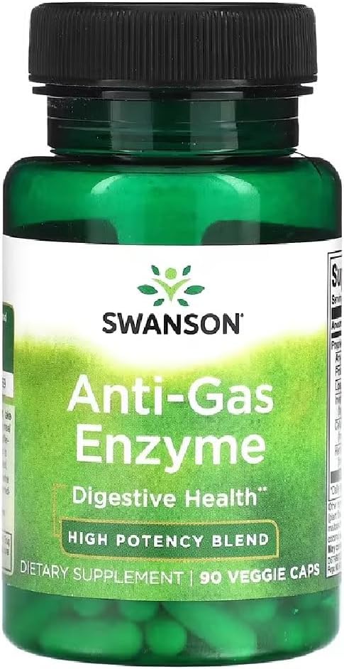 Swanson - Anti Gas Enzyme Formula | Digestive Support for Bloating & Gas Relief | Multi-Enzyme Blend - 90 Capsules