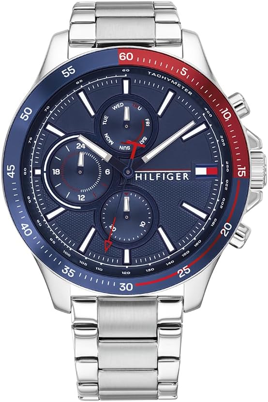 Tommy Hilfiger Analogue Multifunction Quartz Watch for Men with Stainless Steel or Silicone Bracelet
