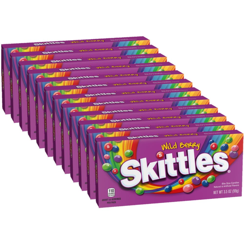 SKITTLES Wild Berry Chewy Candy Theater Box, 3.5 oz Box (Pack of 12)