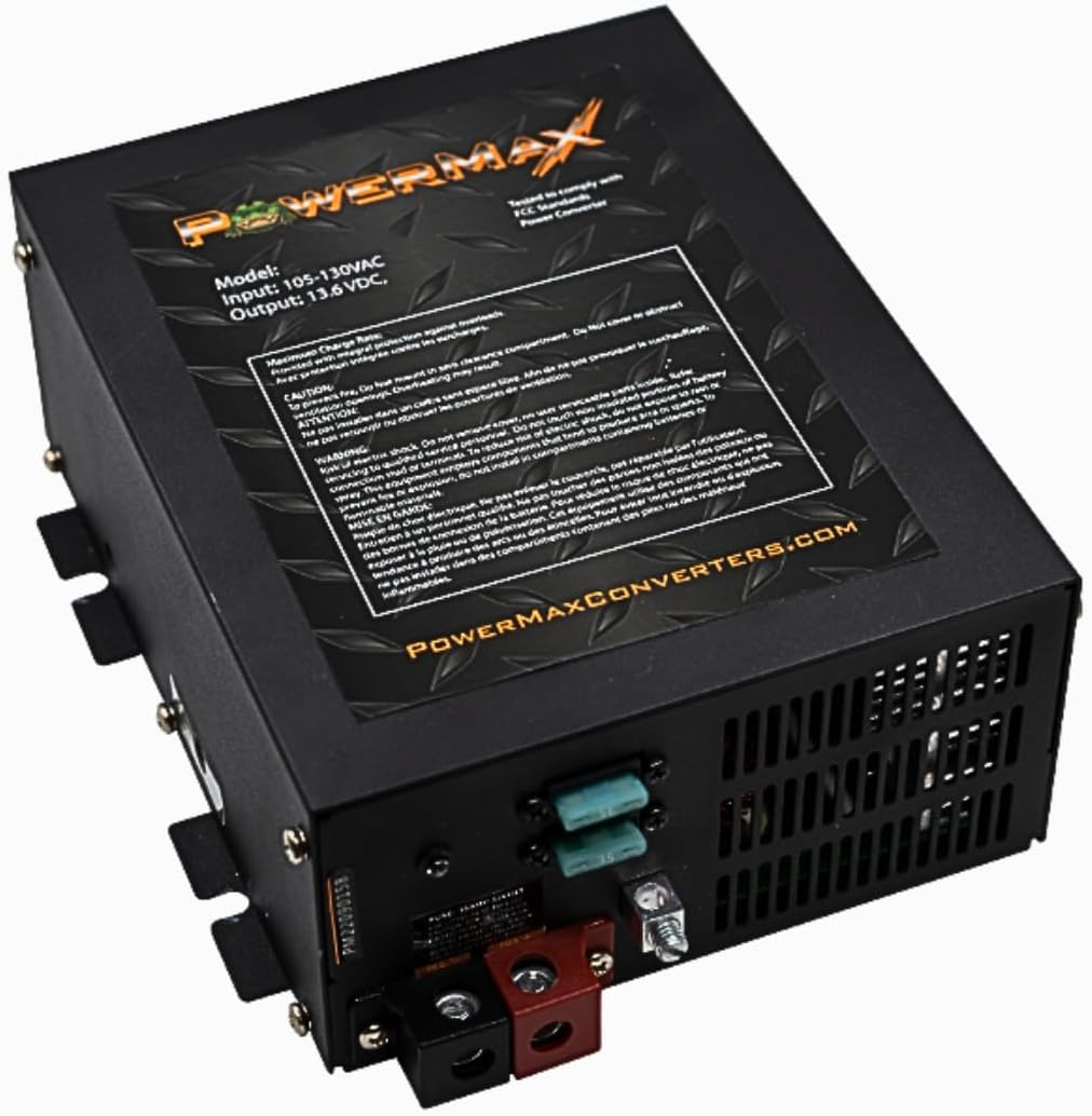 PowerMax 55 Amp RV Converter | 12V AC to DC Power Converter with Built-in 4 Stage Smart Battery Charger | Adjustable Output 13V to 16.5V, Lithium Compatible | Ideal for RV, Boat, Car Audio, PM4 55A