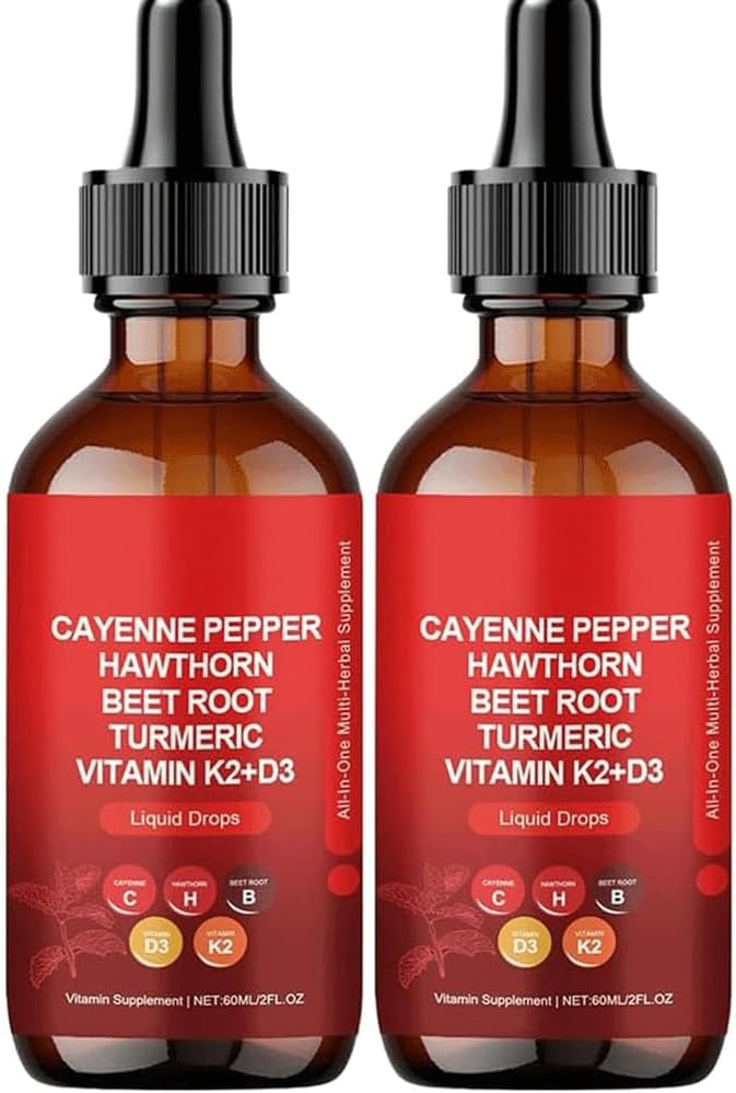 2 Bottles Cayenne Pepper Drops,Natural Cayenne Pepper Liquid Drops for Men and Women