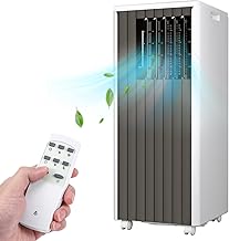 8000BTU Portable Air Conditioners, 3-IN-1 Portable Conditioner with LCD Display Remote Control, Compact AC Unit Cools Rooms up to 350 Sq. Ft, 24H Timer, Sleep Mode, Portable AC for Indoor Room