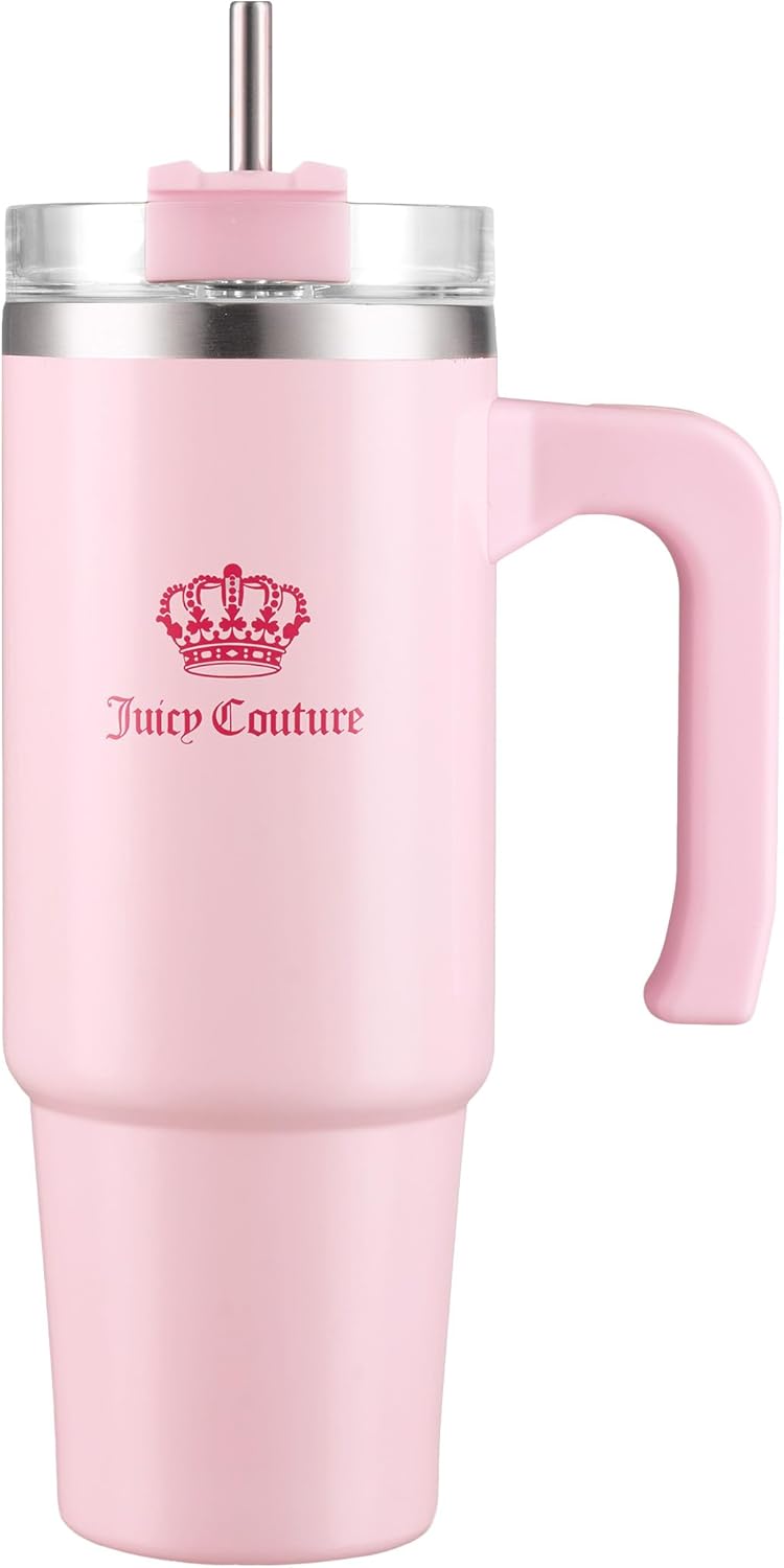 Juicy Couture Travel Style Fashion Water Bottle - Light Pink - 31.5oz