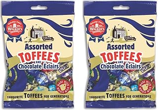 Walkers' Nonsuch Assorted Toffees & Chocolate Eclairs | Contains English Creamy, Milk & Dark Chocolate Covered, Banana Split & Milk Toffees | Traditional British Candy | 5.29 Oz (Pack of 2)