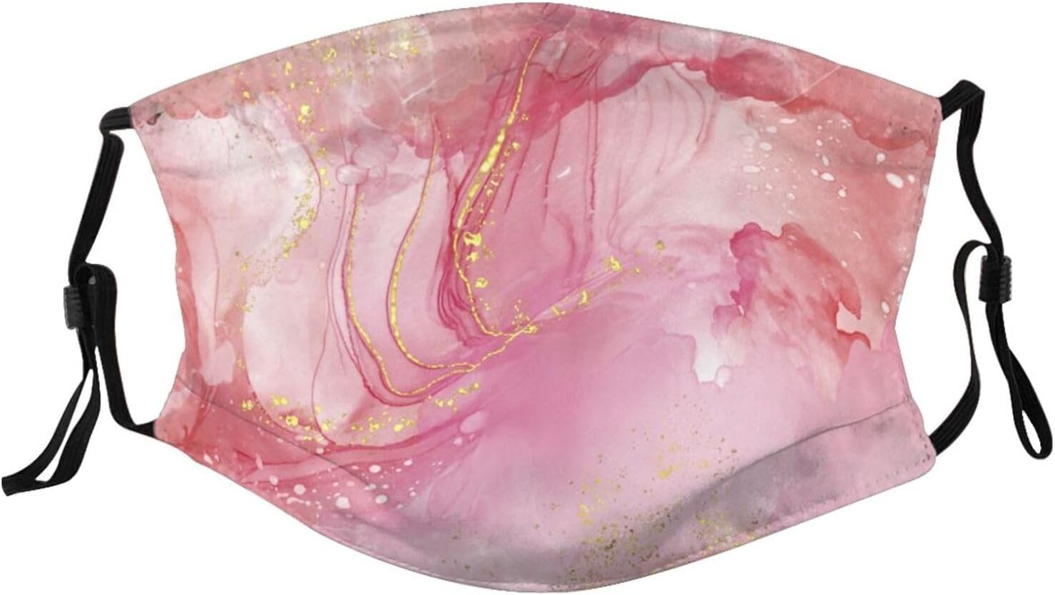 Cloth Face Mask,Pink And Golden Glitter Marble Reusable and Washable Face Cover with Adjustable Ear Loops & Nose Wire for Women Men