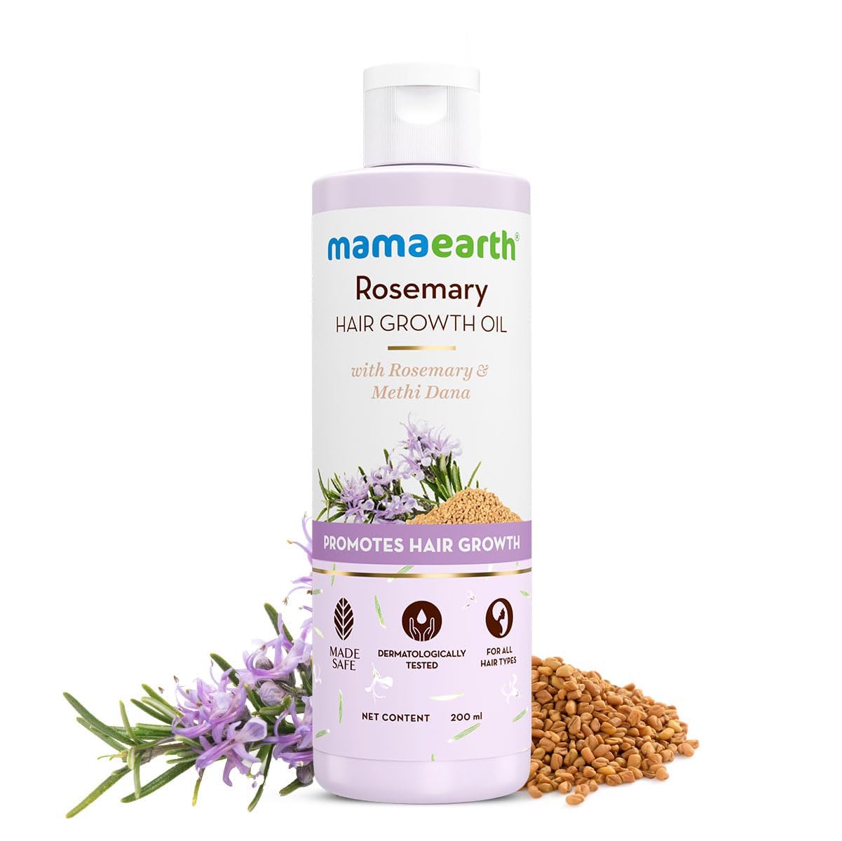 Mamaearth Rosemary Hair Growth Oil | Anti Hair Fall Tonic | Strengthening Oil with Fenugreek Seed | Gives Soft, Smooth, Shiny & Strong Hair | 6.76 Fl Oz/200 ml